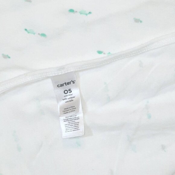 Carters Teal Green Turtles Swaddle Receiving Lovey White Blanket 33" X 30" - Picture 6 of 6